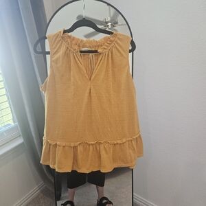 Max Studio Mustard Ruffle Blouse